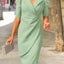2024 ZANZEA Elegant Office Suit Dress Women Half Puff Sleeve Vestidos Summer Fashion Solid Color Robe Casual V-neck OL Dresses
