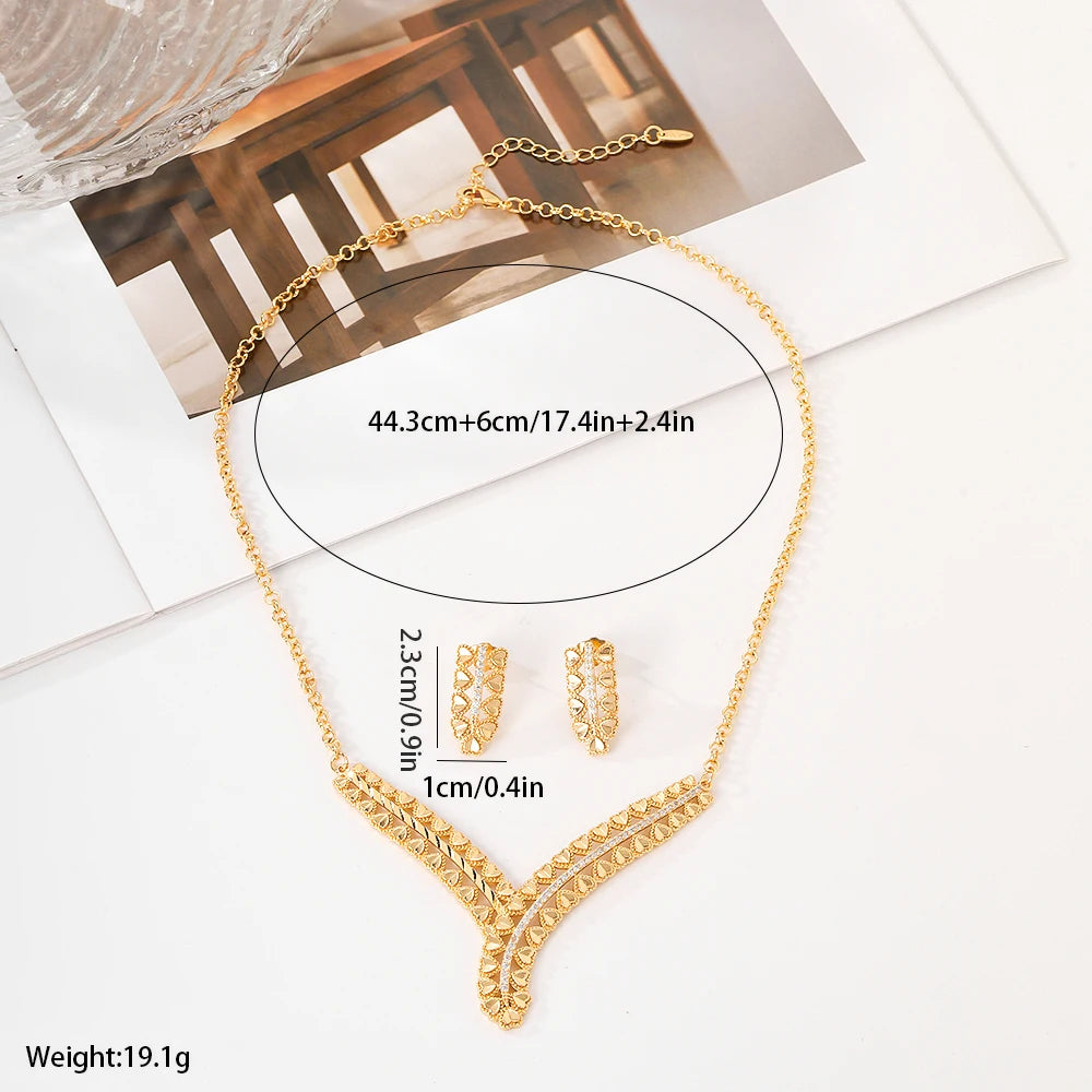 Exquisite Jewelry Set Women's Fashion Design Inlaid with Zircon Earrings Necklace Elegant Jewelry 2024 New Popular Style