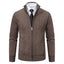 Thickened jacket men's autumn and winter warm trend line stand collar knitted cardigan sweater coat