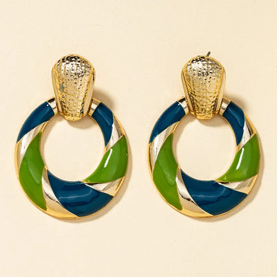 Retro  colorful enamel geometric earrings for women holiday party gift fashion jewelry AE082