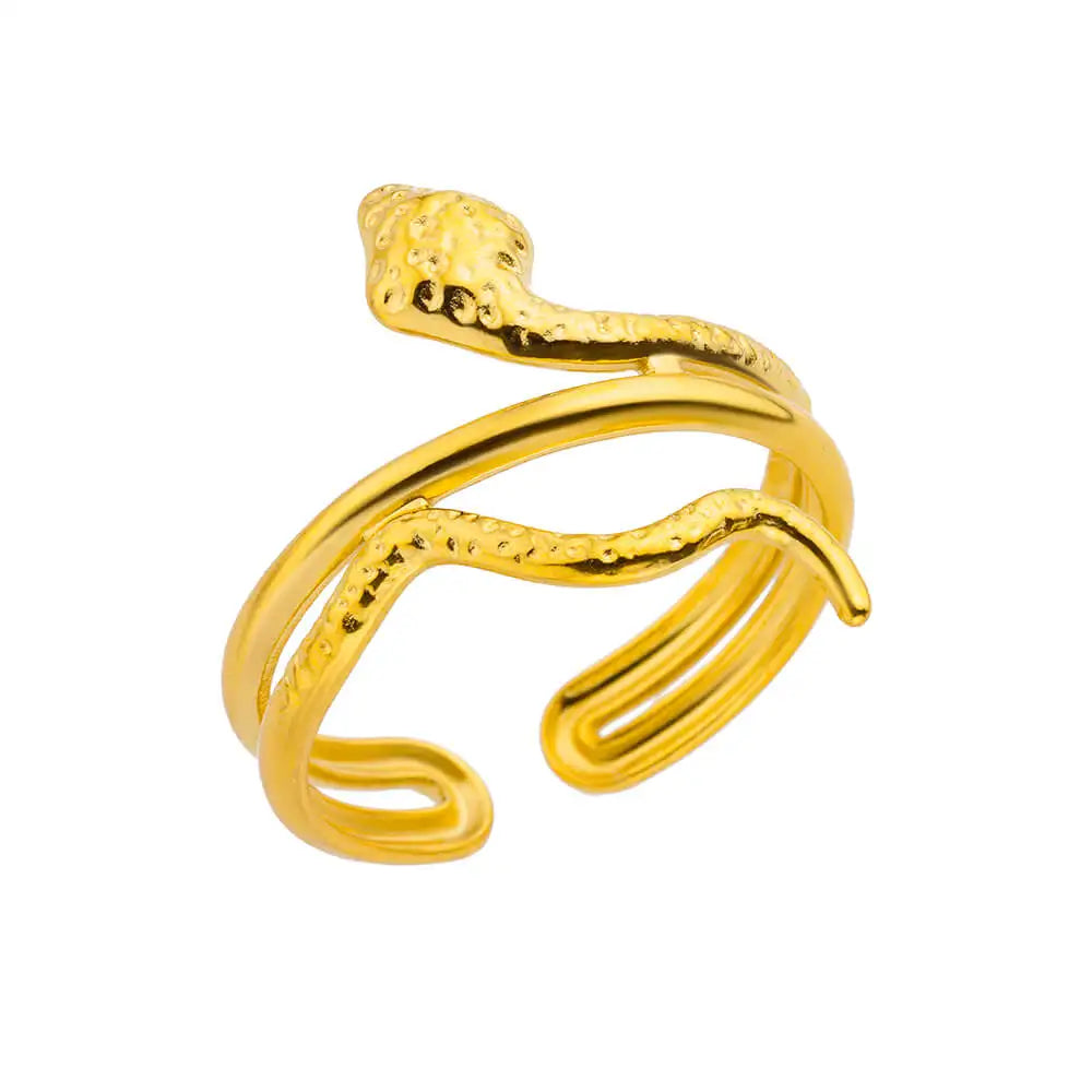 Geometric Lancet Glossy Stainless Steel Open Rings For Women Minimalist Gold Color Adjustable Wedding Ring Female Jewelry BFF