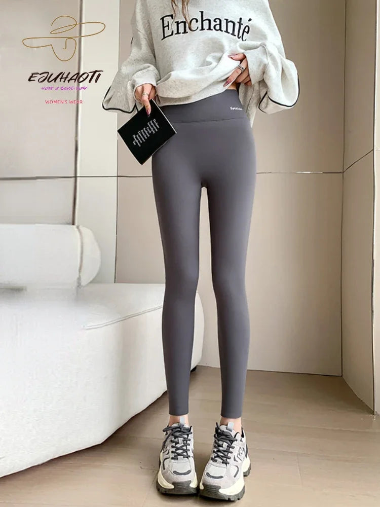 New Women's Sexy Fleece Thicken Warm Leggings Fall Winter Alpaca Velvet Nine Points Pants Seamless Casual Trousers Free Shipping