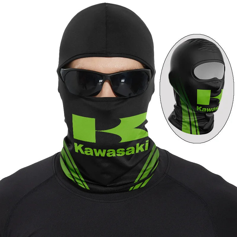 New Kawasaki Bike Ice Silk Head Cover, Motorcycle Sunscreen Mask, Motorcycle Helmet Head Cover