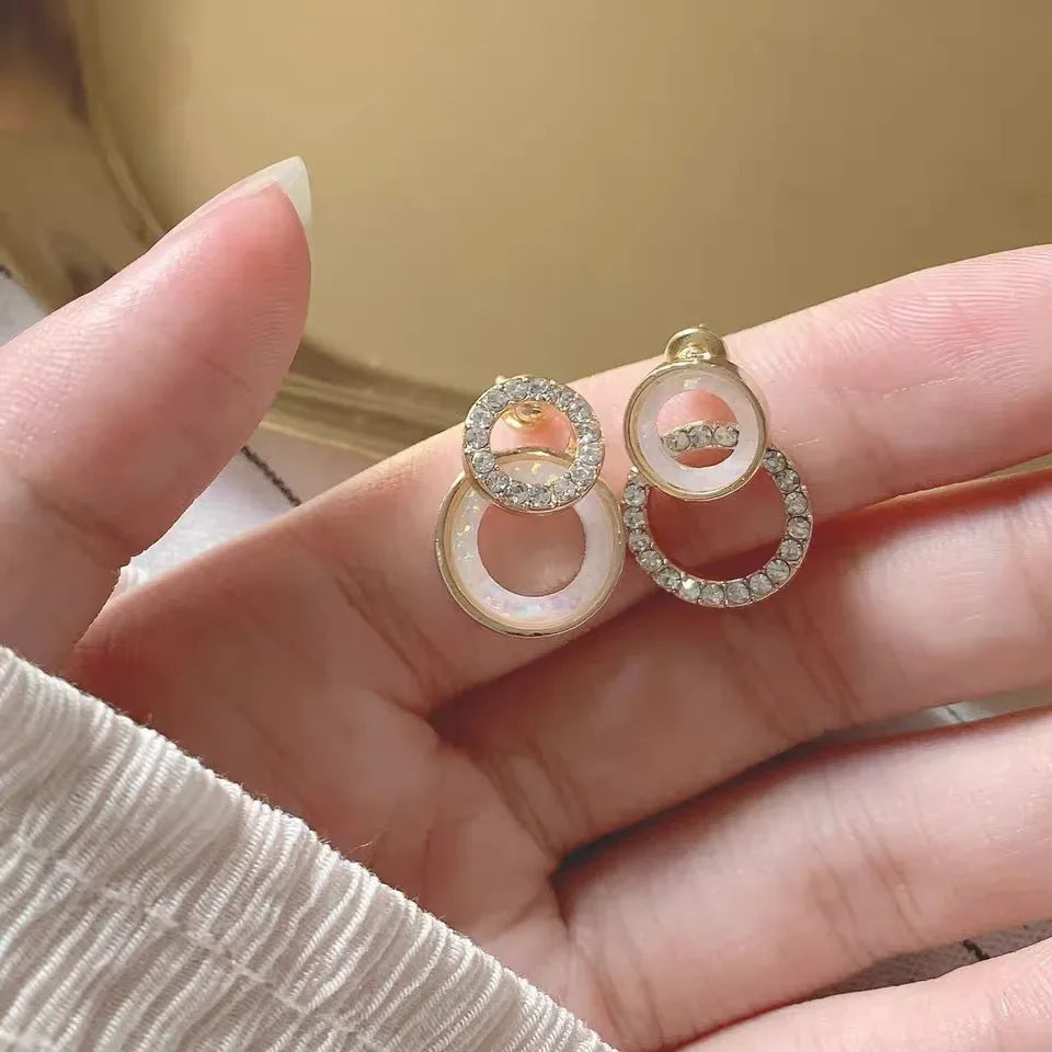 Imitation Pearl Earring for Women Gold Color Round Stud Earrings Korean Delicate Irregular Design Unusual 2024 Fashion Jewelry
