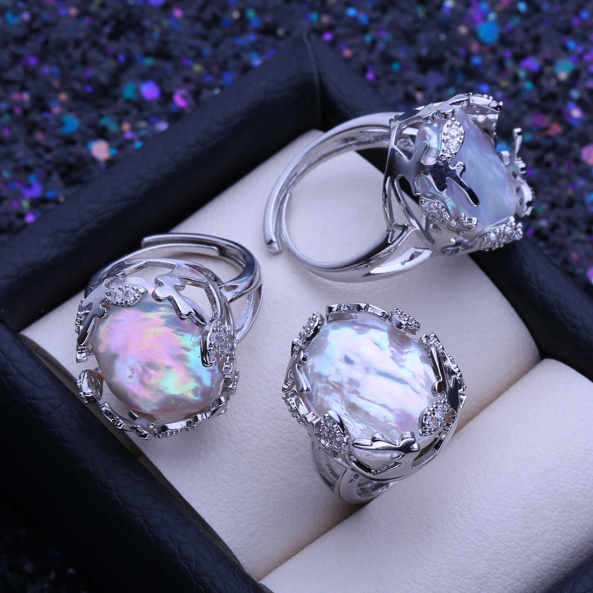 FENASY Natural Freshwater 12-16mm Big Baroque Pearl 925 Sterling Silver Rings Bridal Wedding Jewelry Birthday Gifts For Women