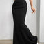 Solid Bodycon Ruched Long Skirt Women Sexy Black Elastic Elegant High Waist Mermaid Maxi Skirts Summer Streetwear