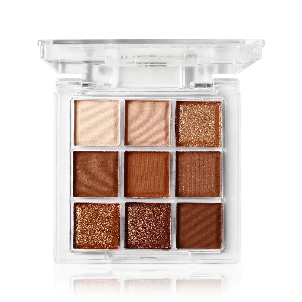 Sexy Charming Deciduous Red Brown Eye Shadow Makeup Palette Chocolate Brown Pearl Glitter Powder Nine Color Eye Shadow Palette
