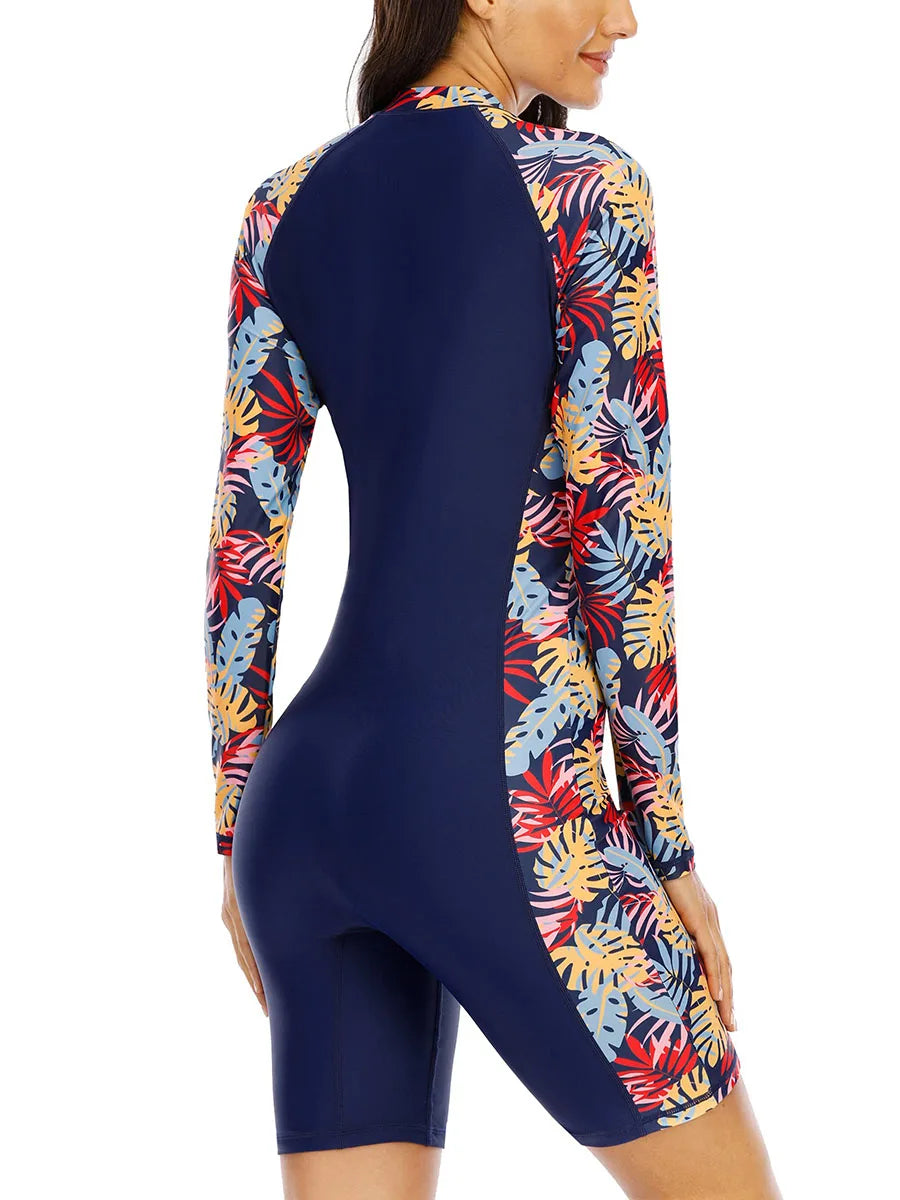 One Piece Sporty Swimwear Women Swimsuit Short/Long Sleeve UPF 50 Front Zip Surf Wetsuit（No built-in bra）
