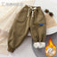 Kids Paded Pants Boys Girl Autumn Winter Plus Velvet Thick Warm Trousers Corduroy Outer Wear Sport Casual Pants Children Clothes