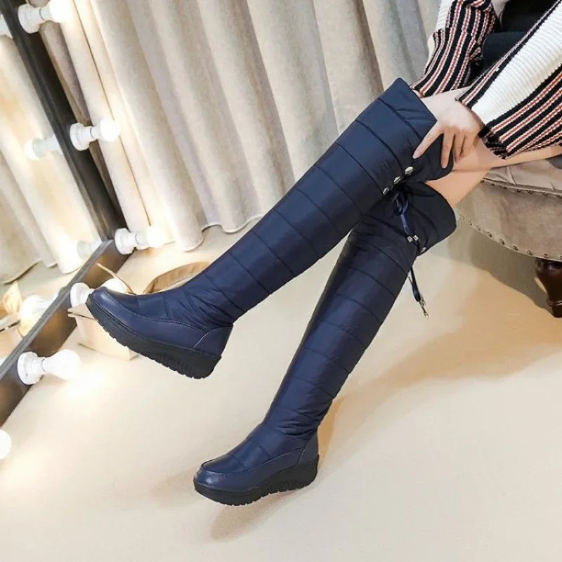 2023 Winter Waterproof Women's Knee-high Boots Warm Cotton Material Windproof Knee Protection Snow Boots Long-lasting Wear