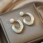 Simple Vintage Off-White Irregular Pearl C- Shaped Earrings Fashionable Minimalist Jewelry from Mainland China