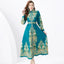 2024 Vacation Palace Style Lapel Single Flap Lantern Sleeves Long Retro Print Dress