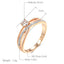 JULYDREAM 585 Gold Color Crossing Design Silver Plated White Zircon Wedding Rings for Women Personality Matching Finger Jewelry