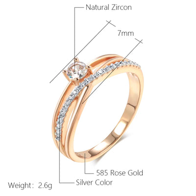 JULYDREAM 585 Gold Color Crossing Design Silver Plated White Zircon Wedding Rings for Women Personality Matching Finger Jewelry