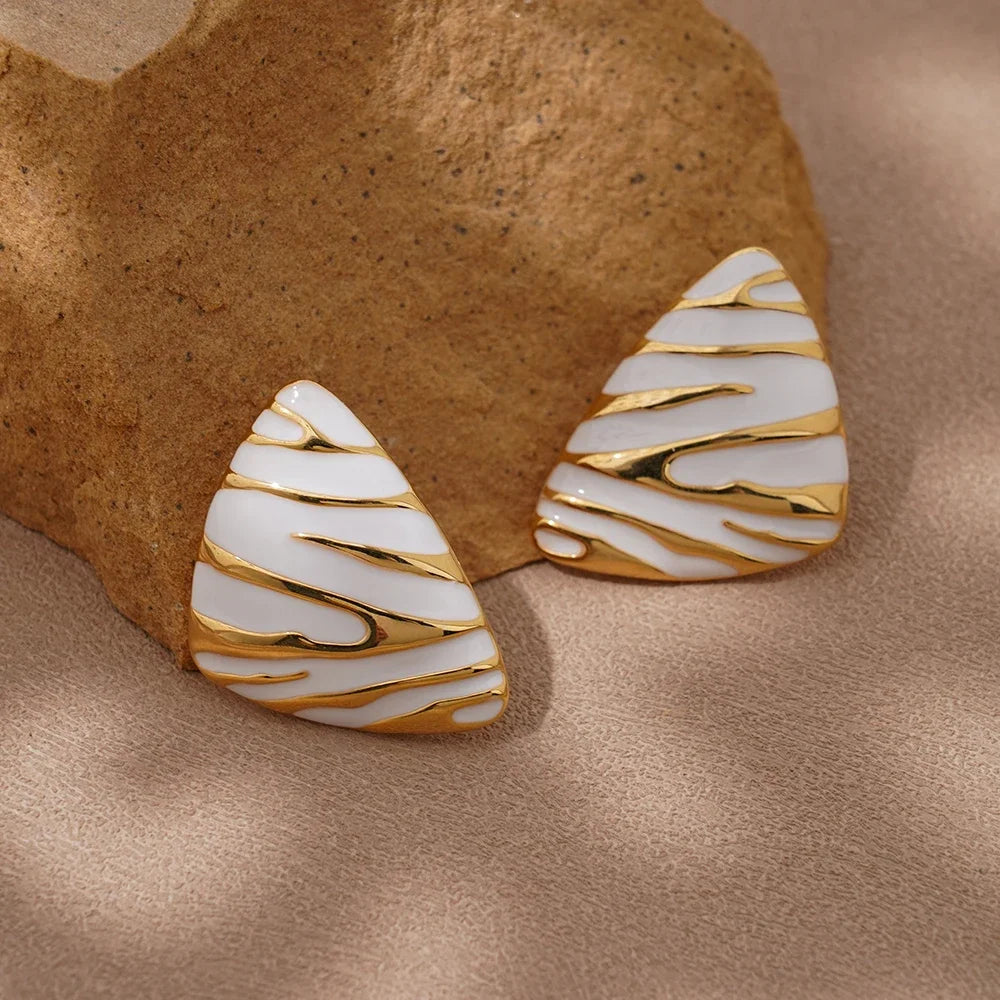 Fashion Geometric texture 18k gold plated individuality Ear studs Waterproof and colorfast Jewelry earrings for women