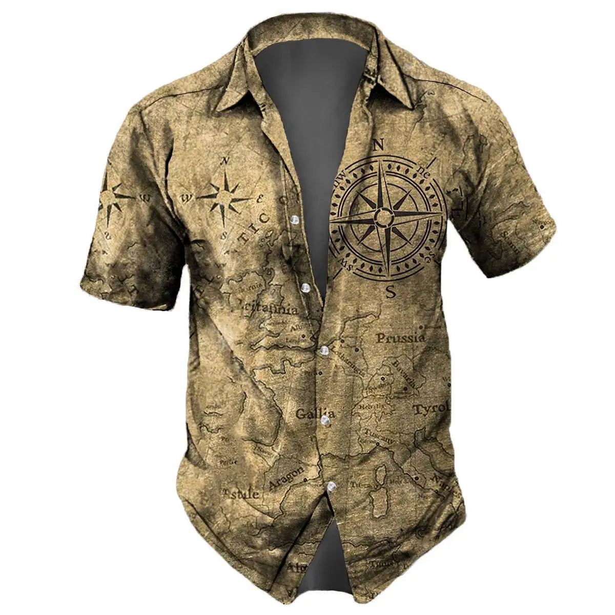 Retro Men's Shirt 3d Nautical Print Short Sleeve Shirt Summer Casual Top Loose Oversized Hawaiian Shirts For Men 2024 New Tops