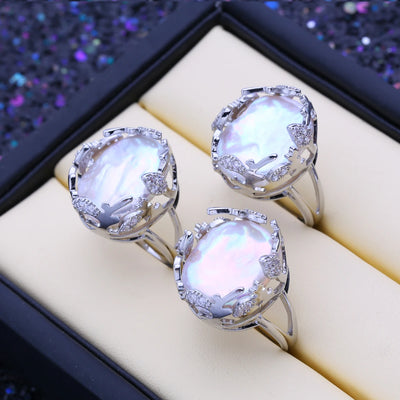 FENASY Natural Freshwater 12-16mm Big Baroque Pearl 925 Sterling Silver Rings Bridal Wedding Jewelry Birthday Gifts For Women