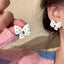 Colorful Zircon Bow Earrings Fashionable Cute Originality Design Resin Bow Delicate Earrings Women's Birthday Gift Jewelry