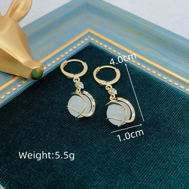 High Quality Crystal Zircon Round Opal Hollow Long Tassel Water Droplets Earrings New Women's Fashion Jewelry Romantic Girl Gift