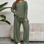 Two Piece Irregular Tassel Solid Color Long Sleeved Top Loose Wide Leg Pants Sets Autumn Winter Simple Daily Plus Size Home Wear