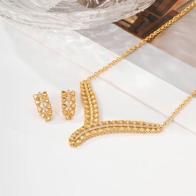 Exquisite Jewelry Set Women's Fashion Design Inlaid with Zircon Earrings Necklace Elegant Jewelry 2024 New Popular Style