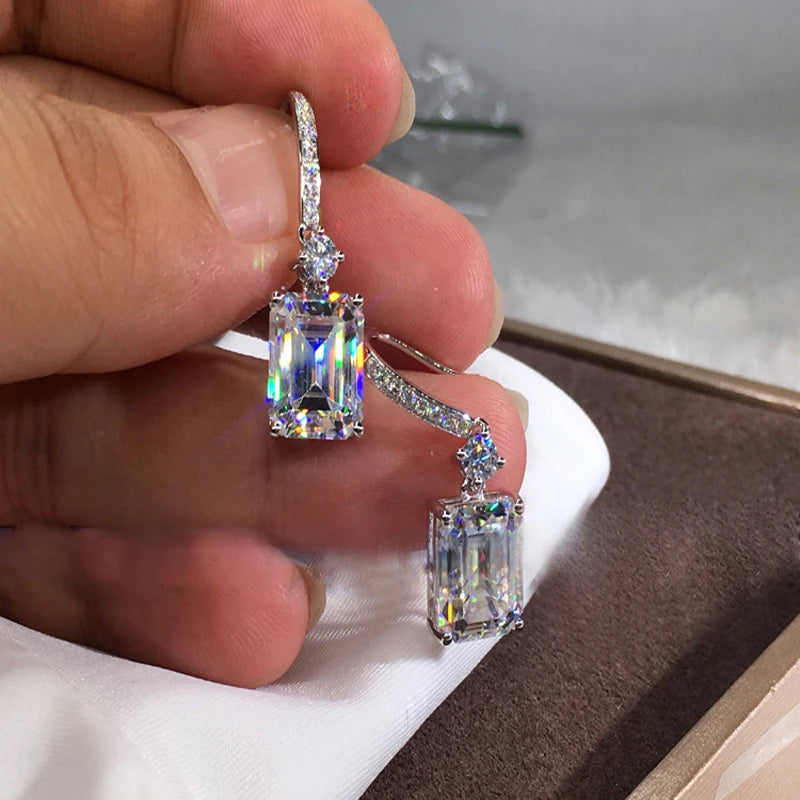 Retro Square white zircon earring Elegant Temperament Simple Zircon Earrings jewelry Girl Party Ladies Earrings