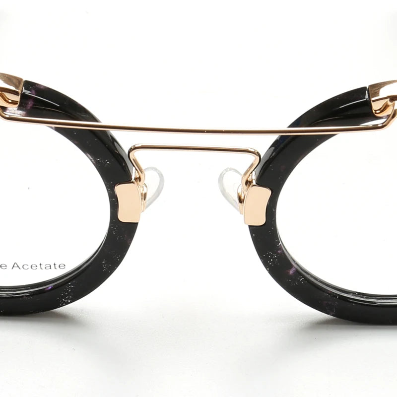Vintage Round Acetate+Metal Eyeglasses Frame Men Prescription Myopia Optical Glasses Women 2024 New Korean Retro Luxury Eyewear