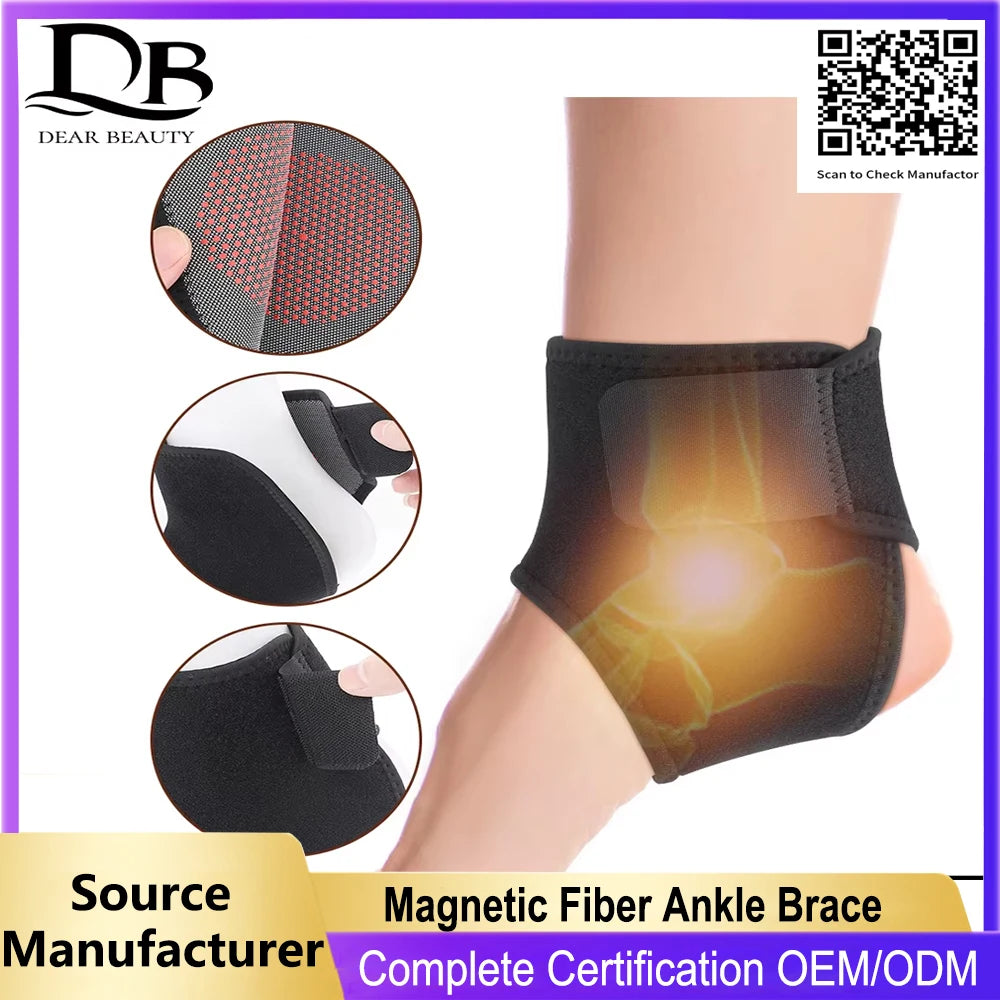 Magnetic Fiber Ankle Brace Heating Moxibustion Sports Support Hot Compress Protecting Socks Anti-sprain Relief Discomfort Pain