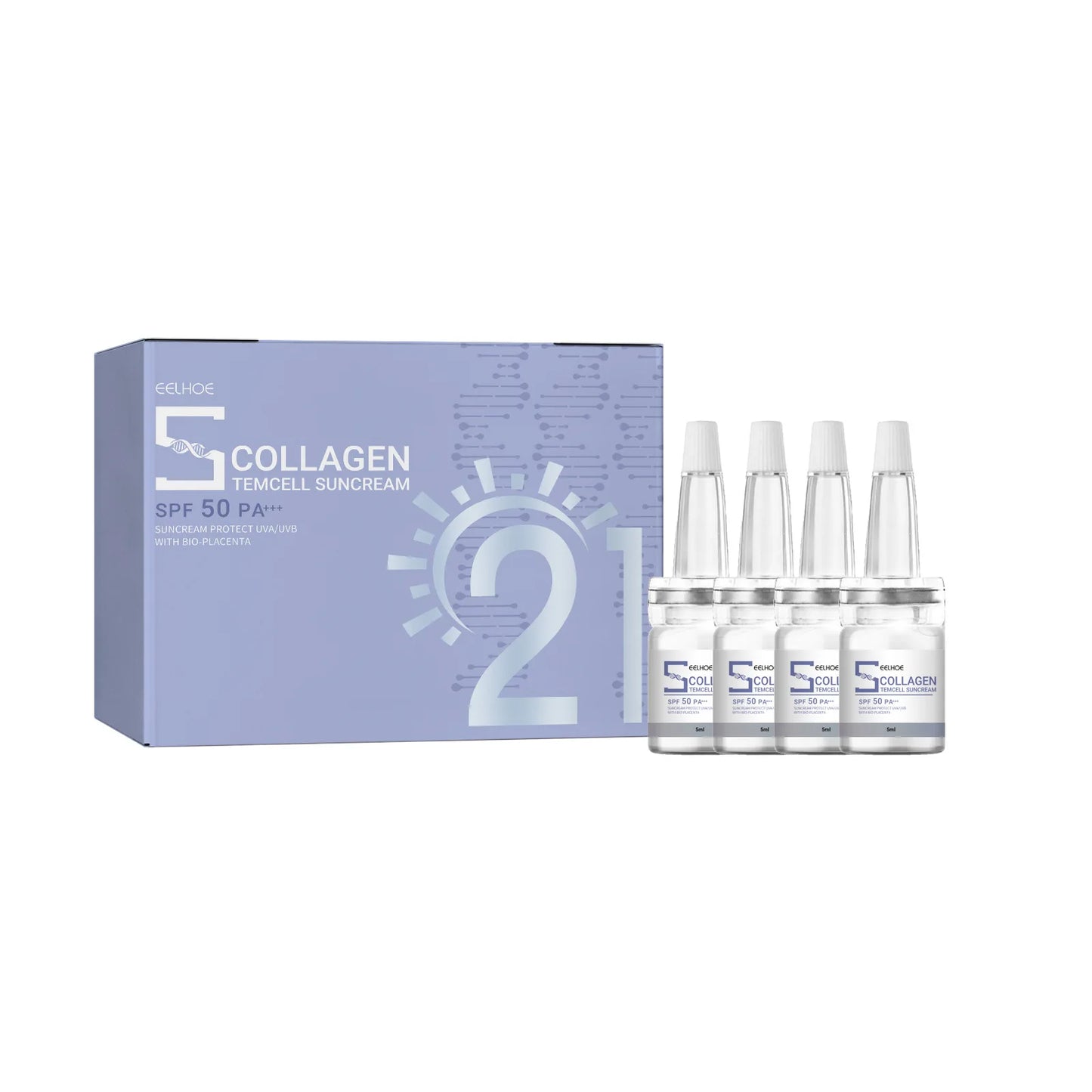 EELHOE Suncream Serum for Face Collagen Improves Black Dry Skin Anti-UV Moisturizing Brightening SPF50+ Whitening Suncream Serum