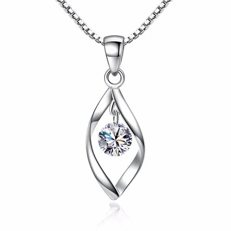 Huitan Circle Pendant Necklace for Women Luxury CZ Silver Color Box Chain Exquisite Female Neck Accessories Statement Jewelry