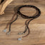 Ethnic Retro Brown Black Rope Chain Necklace for Women Metal Beaded Geometric Charm Adjustable Choker Jewelry Party Collar New