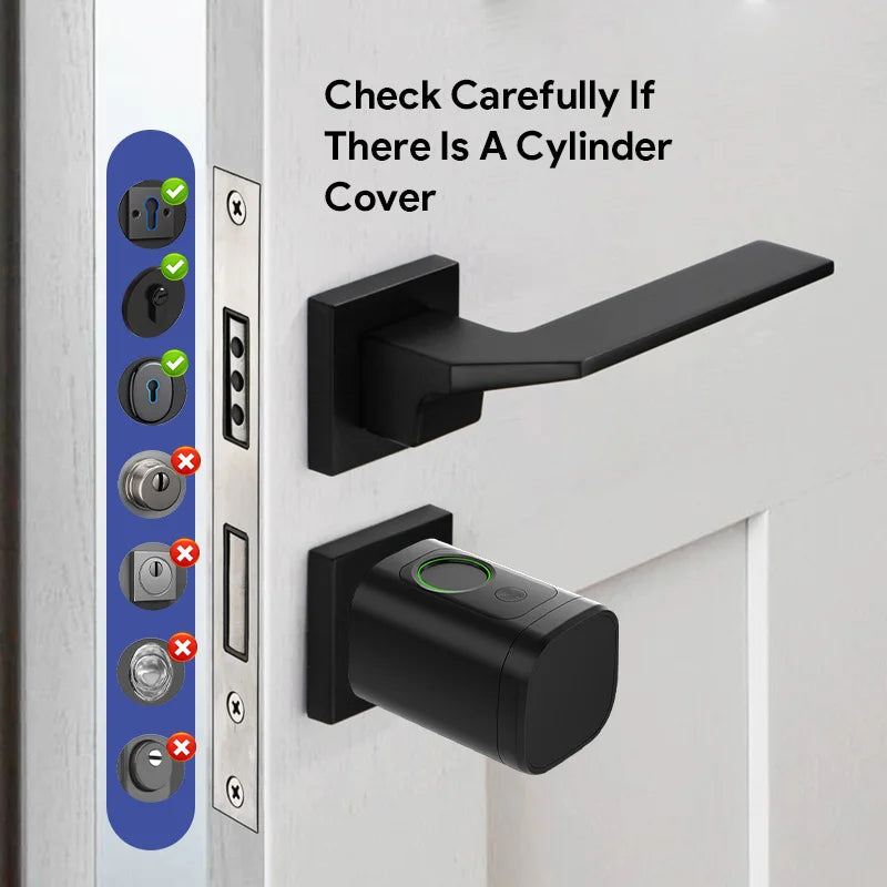 V1 Pro+ Version Adjustable TUYA or TTLock APP Fingerprint Password Digital RFID Card Cylinder Smart Door Lock for Home Hotel