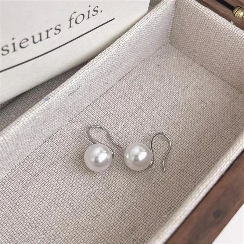 Simple Elegant Water Drop Imitation Pearl Earrings for Women Fashion Engagement Wedding Party Hook Earrings Jewelry Gifts