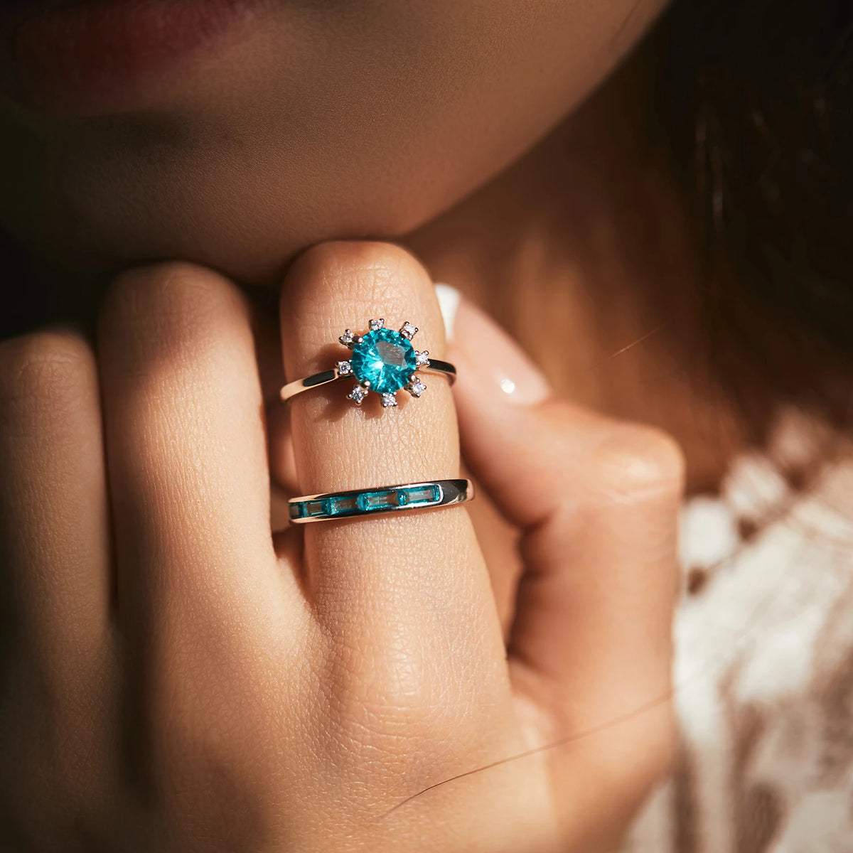 MODIAN 925 Sterling Silver Green Emerald Cute Zirconia Eternity Finger Ring For Women Statement Fine Jewelry