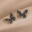 Korean New Fashion Purple Crystal Butterfly Earrings for Women Rhinestone Cute Girl Zircon Stud Earrings Jewelry Wholesale