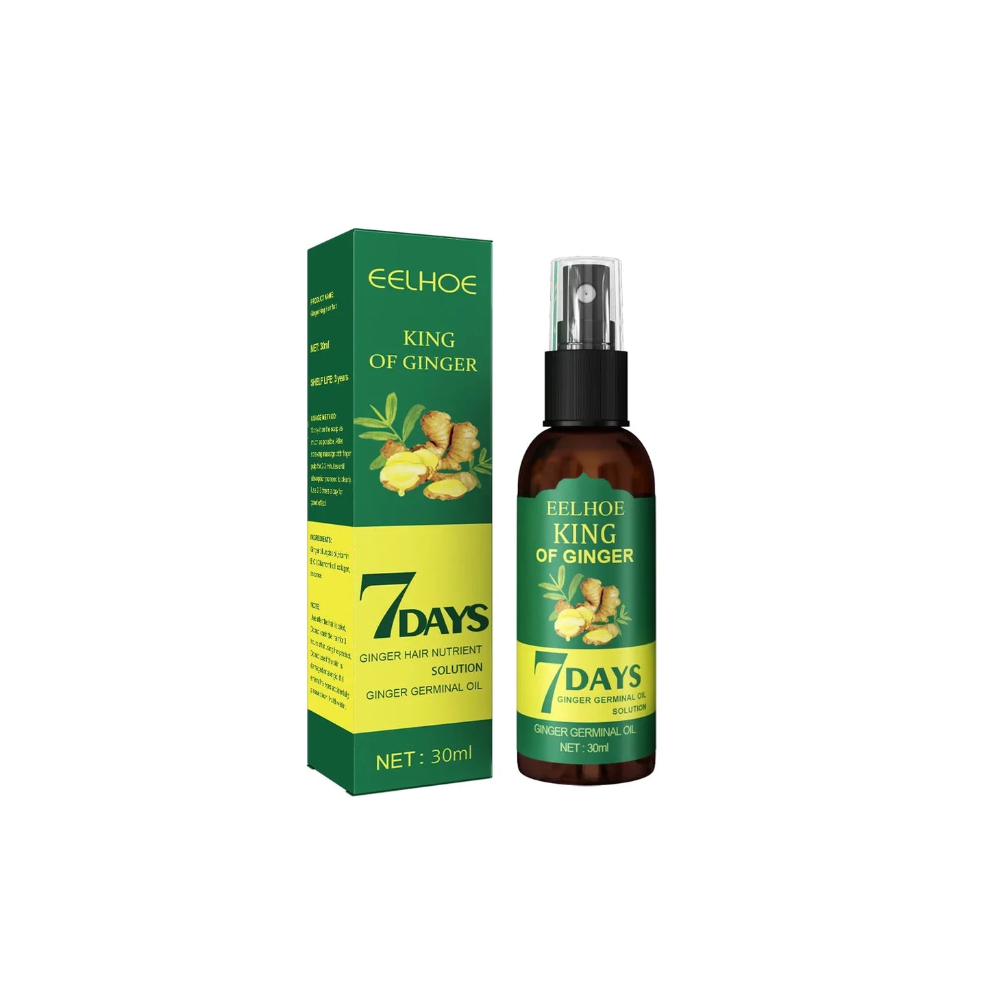 EELHOE Hair Growth Spray 7 Day Ginger Serum Scalp Damaged Treatement Prevent Hair Loss Effective Fast Growth Massage Liquid 50ml