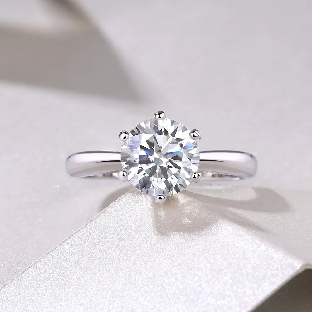 PuBang Fine Jewelry 925 Sterling Silver Sparkling 5MM-11MM Moissanite Diamond Wedding Engagement Ring for Women Anniversary Gift