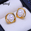 FENASY Natural Freshwater Pearl Gold Plated Stud Earrings Wedding Engagement Bohemian Party Jewelry