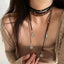 Ethnic Retro Brown Black Rope Chain Necklace for Women Metal Beaded Geometric Charm Adjustable Choker Jewelry Party Collar New