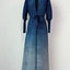LANMREM 2024 Spring Pleated Long Trench Coat Women Gradient Scarf Collar Belt Gathered Waist Windbreaker Fashion New 32C452