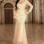 Plus Size Mermaid Formal Dresses O-Neck Long Sleeve Tulle Embroidery Party Gown Elegant Leaf Flower Dress Evening Luxury 2024