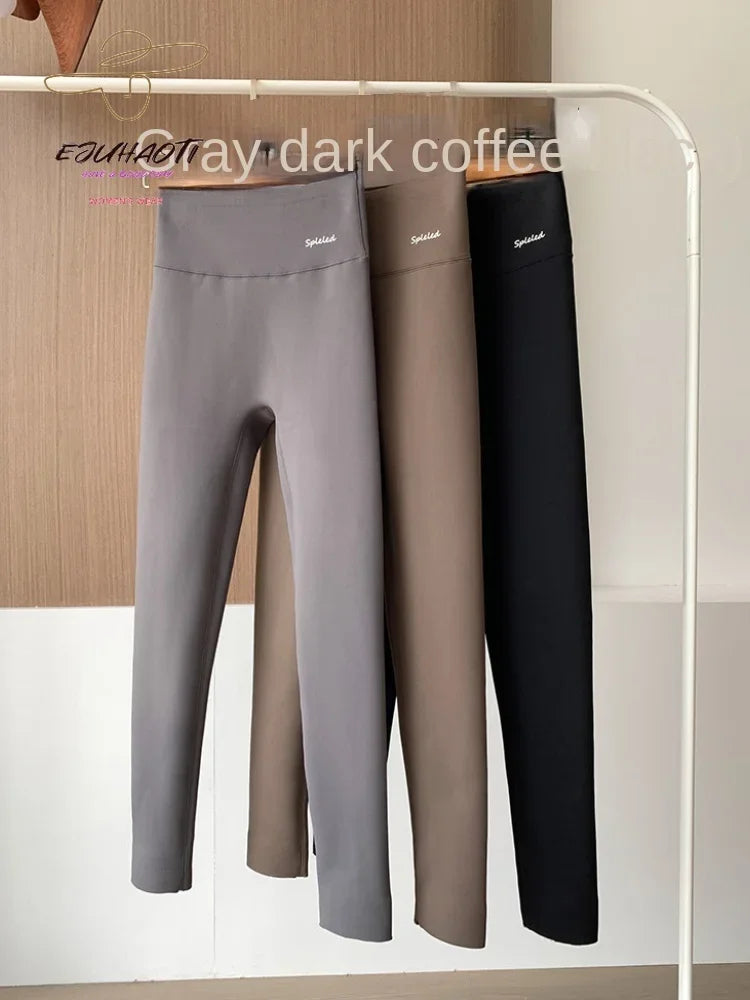 New Women's Sexy Fleece Thicken Warm Leggings Fall Winter Alpaca Velvet Nine Points Pants Seamless Casual Trousers Free Shipping