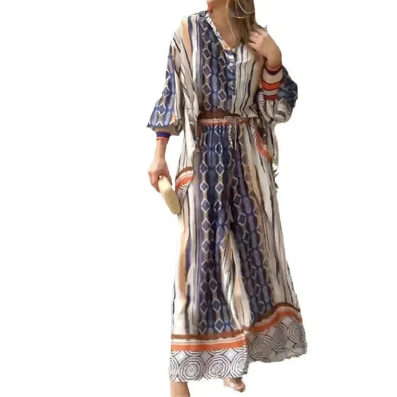 2024 Autumn Winter New Pattern Printed Turn-down Collar Long Sleeve Trousers Fashion Coordinates Women's Clothing Clothes