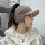 CNTANG 2024 Fashion Trend With Earflaps Empty Top Baseball Caps Lambswool Knitted Women's Hat Autumn Winter Thicker Warm Cap