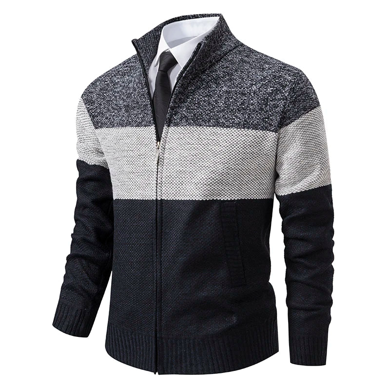 Cardigan sweater men's autumn and winter new stand-up sweater trend sweater coat