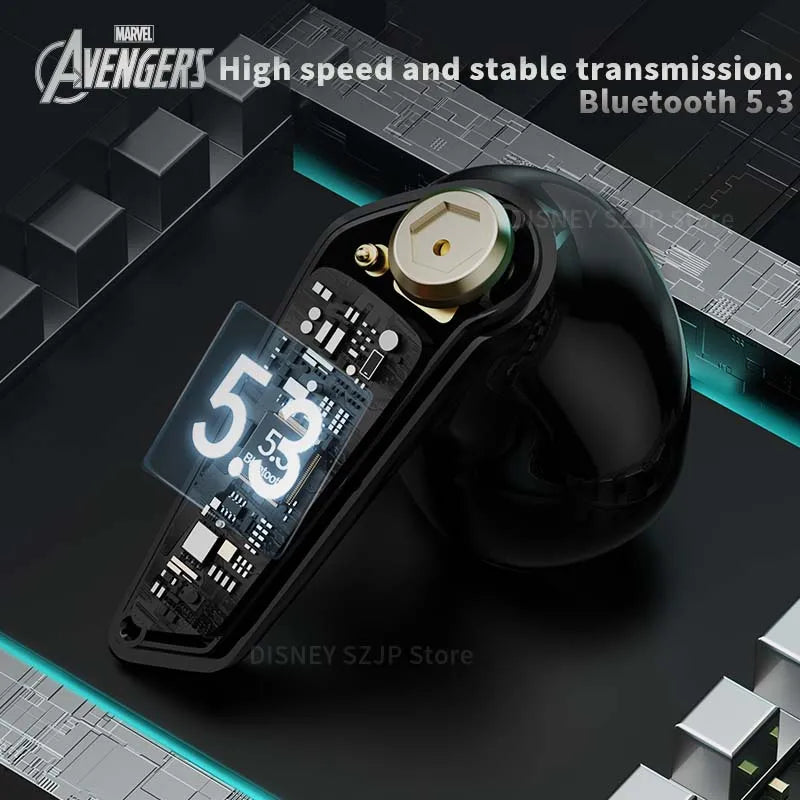 Marvel Genuine Bluetooth Earphone Cool Iron Man RGB Ambience Light Mecha-shaped Headset High Quality Zinc Alloy MR28 Plus/Mini