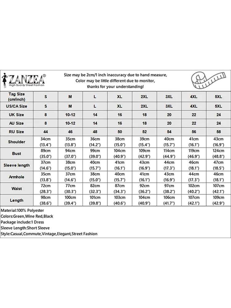 2024 ZANZEA Elegant Office Suit Dress Women Half Puff Sleeve Vestidos Summer Fashion Solid Color Robe Casual V-neck OL Dresses