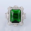 Huitan Hyperbole Square Green Cubic Zirconia Rings Women Wedding Anniversary Party Gorgeous Lady's Special-interested Jewelry