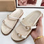 2025 Summer Outdoor Flat Women Slippers Comfortable Soft Sole Ladies Beach Shoes Chic Metal Buckle Belt Solid Female Slides