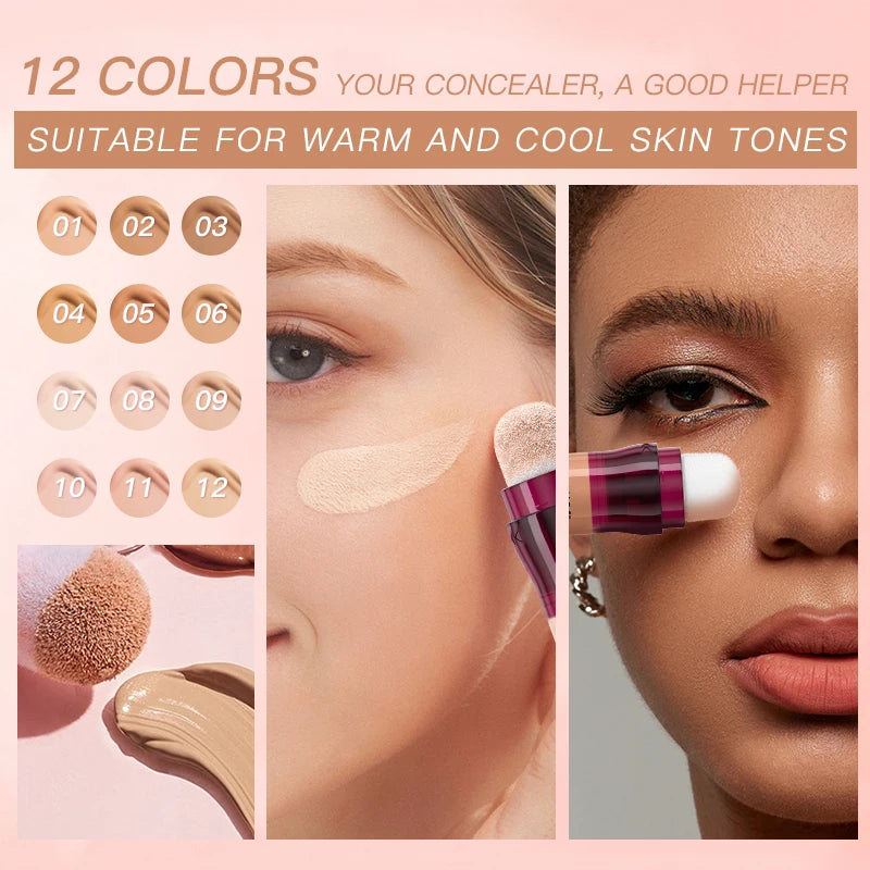 New Sponge Head Concealer For Dark Circles Freckles Acne Pigmentation And Blemishes Long Lasting Moisturizing Liquid Foundation